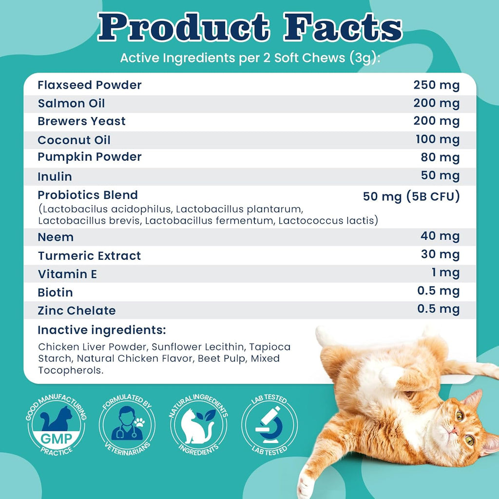 Packaging details for Plbkcts USA made cat health chews