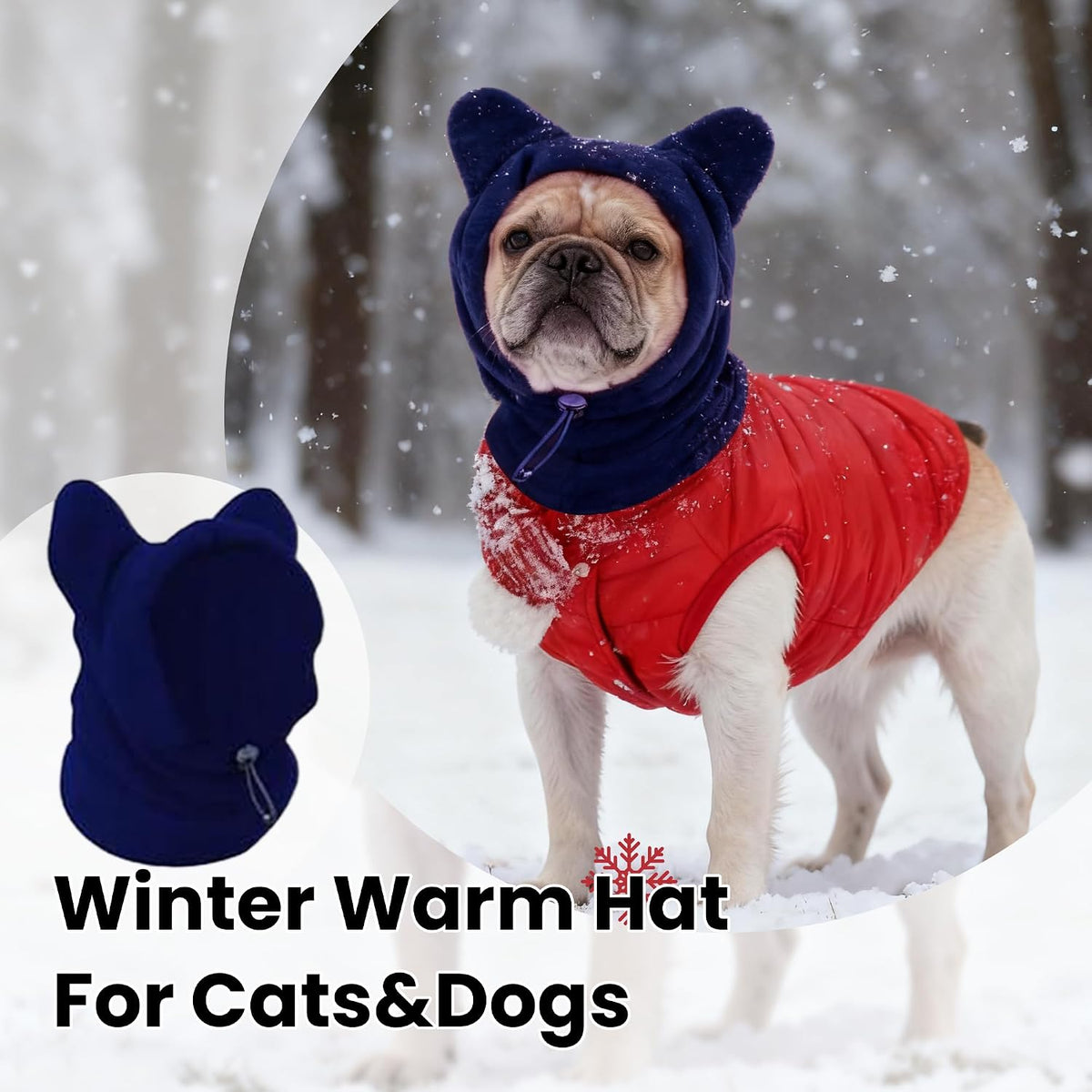 Etofixee dog fleece neck warmer with ear protection