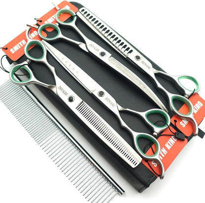 7.0 inches Professional Dog Grooming Scissors Set Straight & thinning & Curved & chunkers & comb 5pcs in 1 Set for left-handed & right handed - Image 10