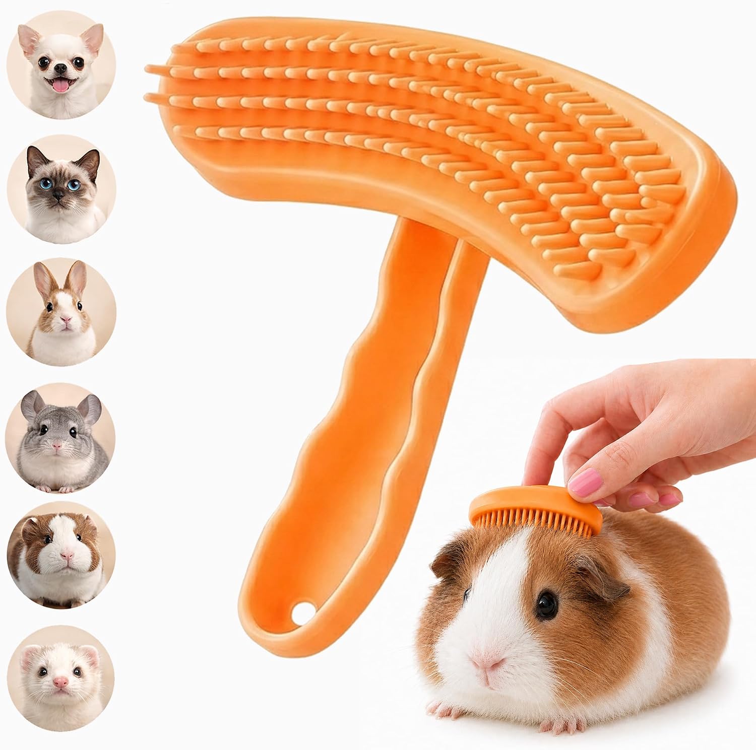 Small Silicone Grooming Brush for Guinea Pigs, Hamsters & Small Pets, Compact 3.9 x 3.3 in Brush, Removable Design for Easy Cleaning - Image 9