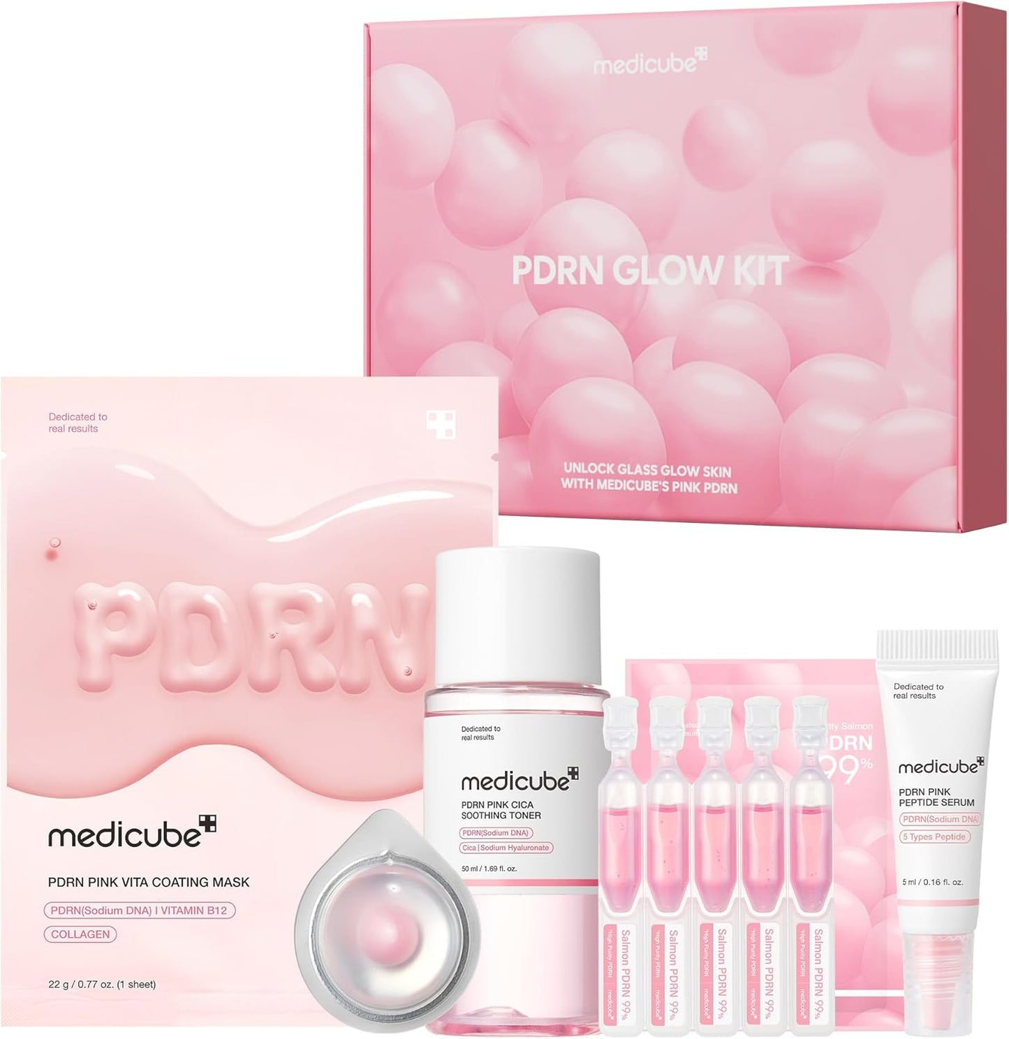 Medicube Salmon DNA PDRN Trial Kit front view for Korean glass skin