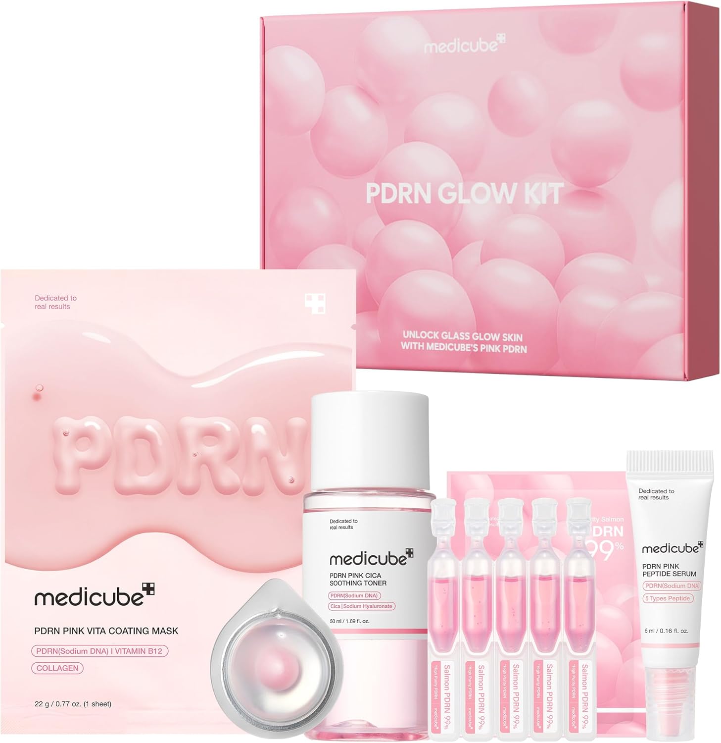 Medicube Salmon DNA PDRN Trial Kit front view for Korean glass skin