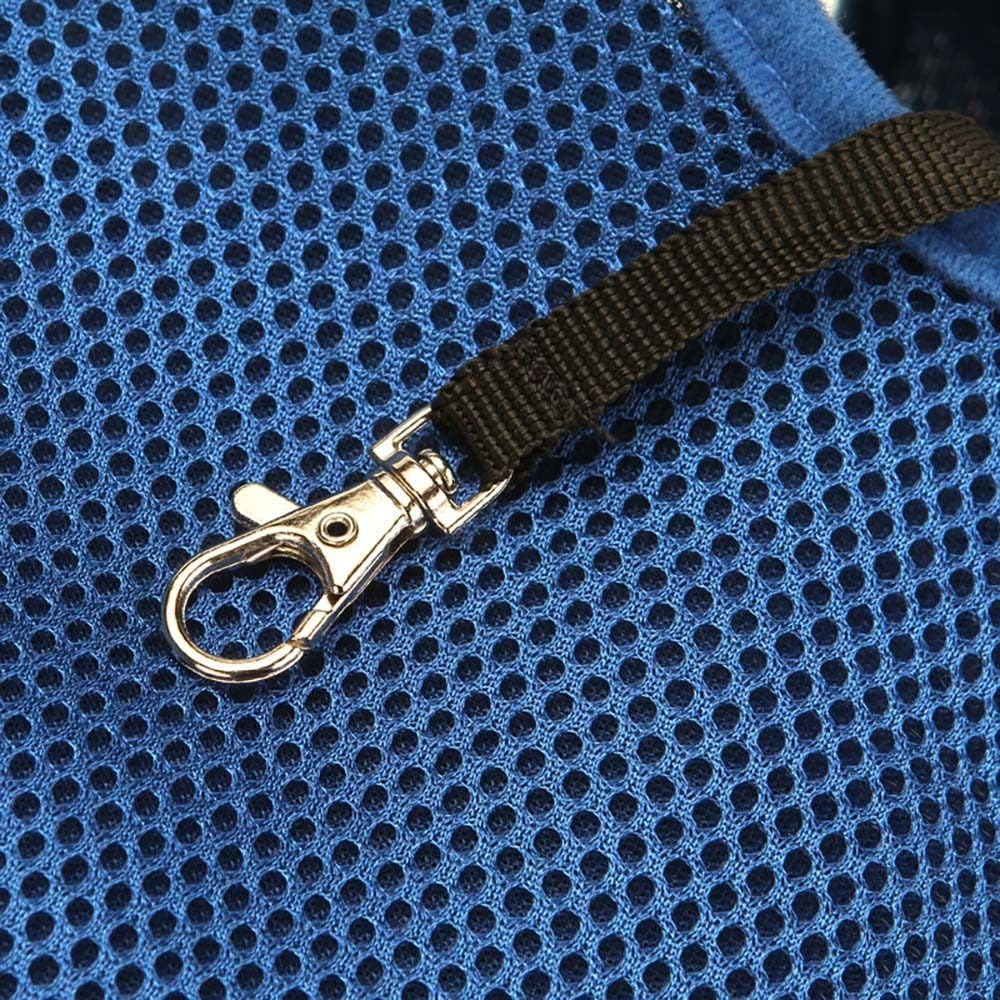 Adjustable shoulder straps and buckle closure on the Rosvola small dog travel backpack.