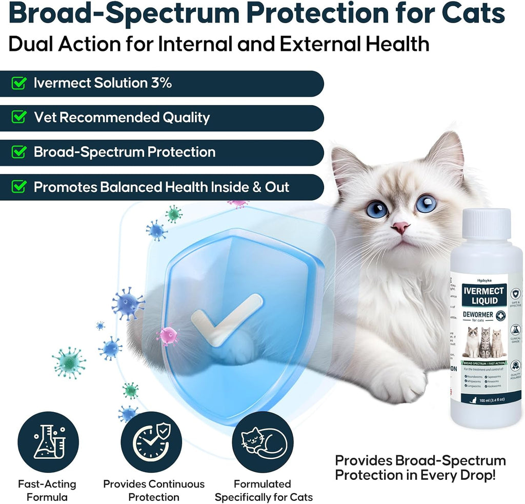 Imported feline liquid dewormer syrup package with veterinary oral syringe