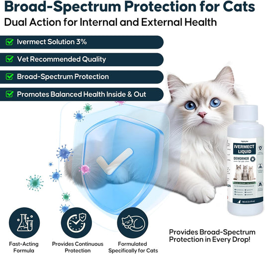 Imported feline liquid dewormer syrup package with veterinary oral syringe
