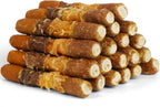 MON2SUN Dog Treats, 6 Inch Four Flavors Chicken Liver, Chicken, Duck & Pumpkin Wrapped Rawhide Rolls, Long-Lasting Chew Treats for Medium Dogs,17.6 oz (10 Count) - Image 10