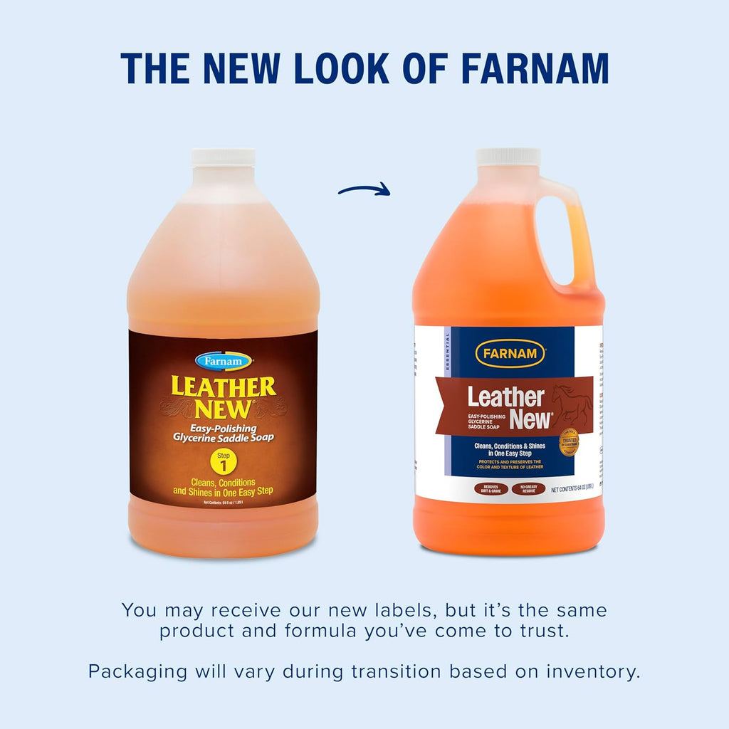 Farnam 64 Ounce leather cleaner bottle label close up
