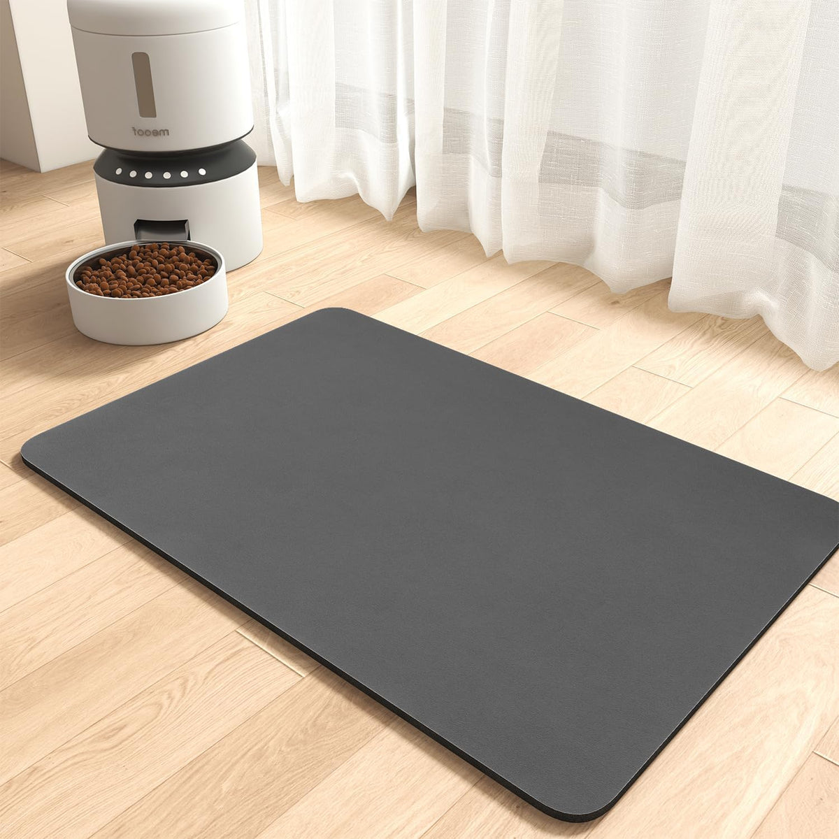 MontVoo absorbent pet feeding mat dark grey front view