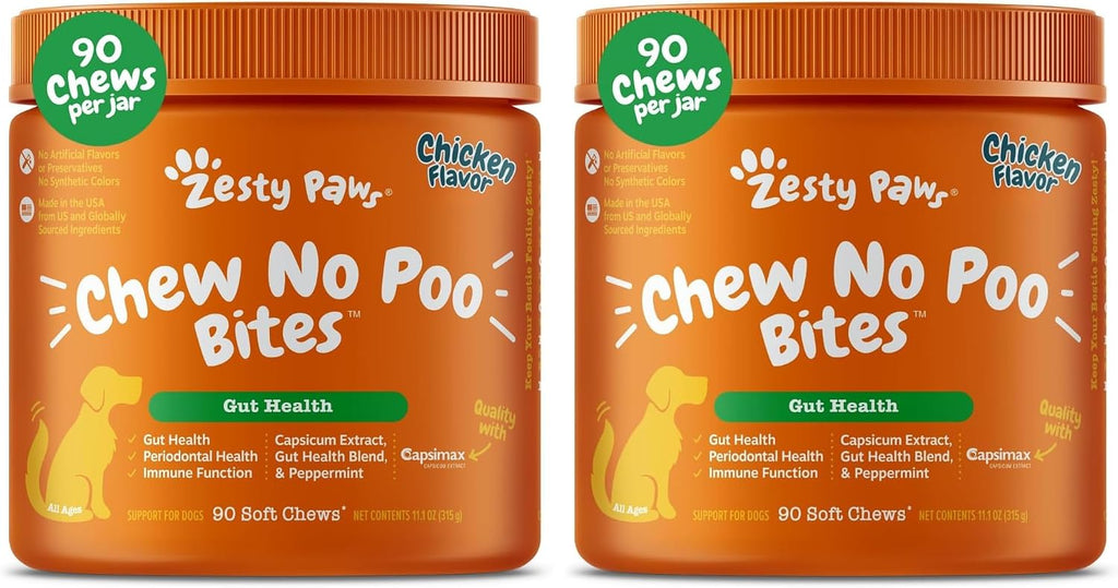 Zesty Paws Chew No Poo Bites for Dogs - Coprophagia Relief - Stool Eating Deterrent Soft Chews for Dogs - Gut, Periodontal & Immune System Support with Probiotics - Chicken - 90 Ct - Image 9