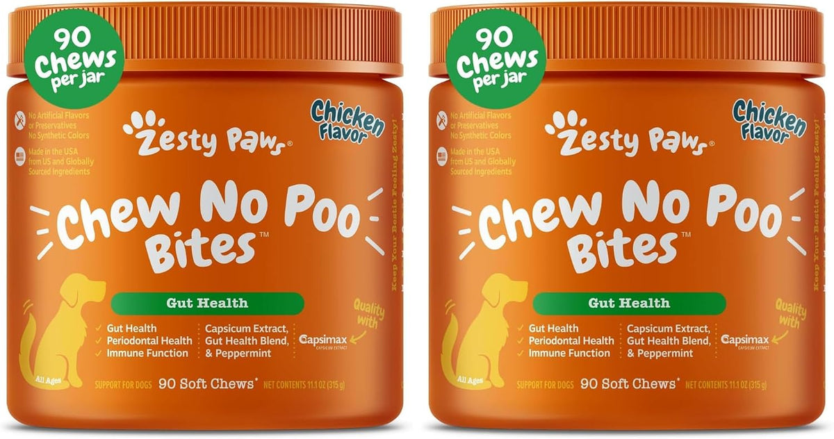 Zesty Paws Chew No Poo Bites for Dogs - Coprophagia Relief - Stool Eating Deterrent Soft Chews for Dogs - Gut, Periodontal & Immune System Support with Probiotics - Chicken - 90 Ct - Image 9