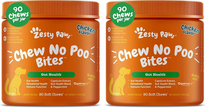 Zesty Paws Chew No Poo Bites for Dogs - Coprophagia Relief - Stool Eating Deterrent Soft Chews for Dogs - Gut, Periodontal & Immune System Support with Probiotics - Chicken - 90 Ct - Image 9