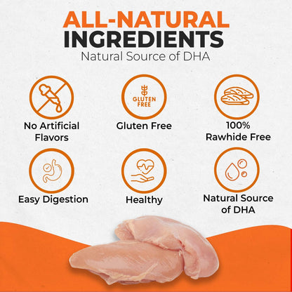 Canine Naturals puppy treats made with USA chicken sticks