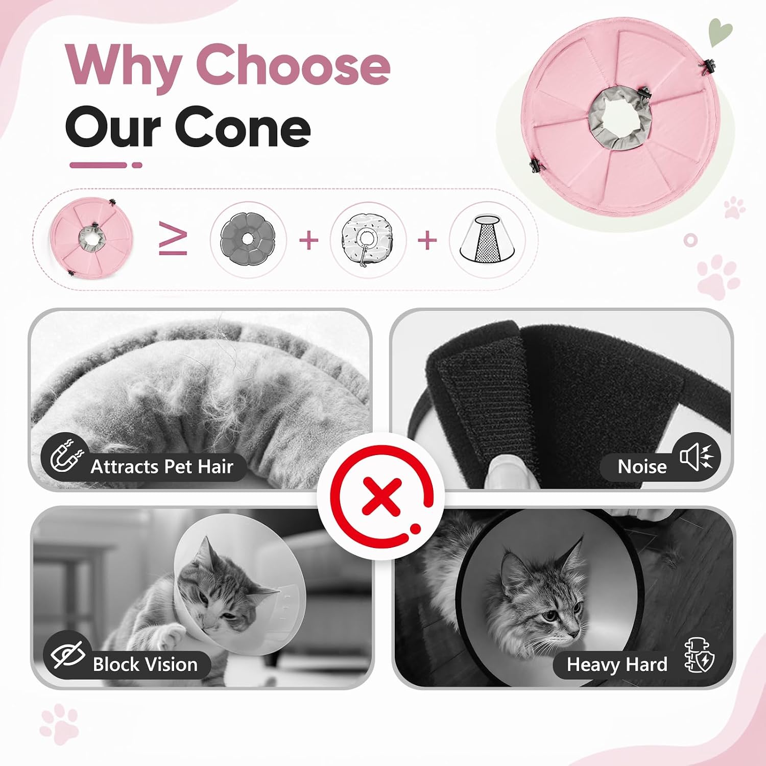 High resilience sponge padding inside Pawfun pet recovery cone