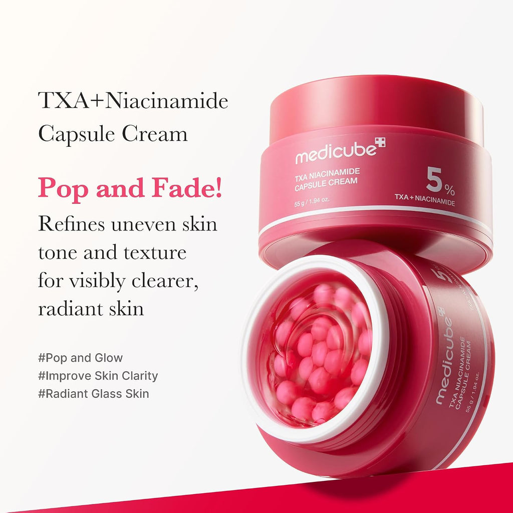 Medicube TXA and Vitamin C capsule creams packaging side view