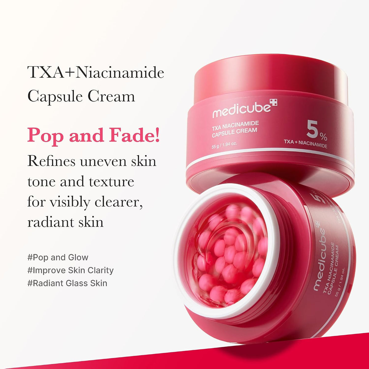 Medicube TXA and Vitamin C capsule creams packaging side view