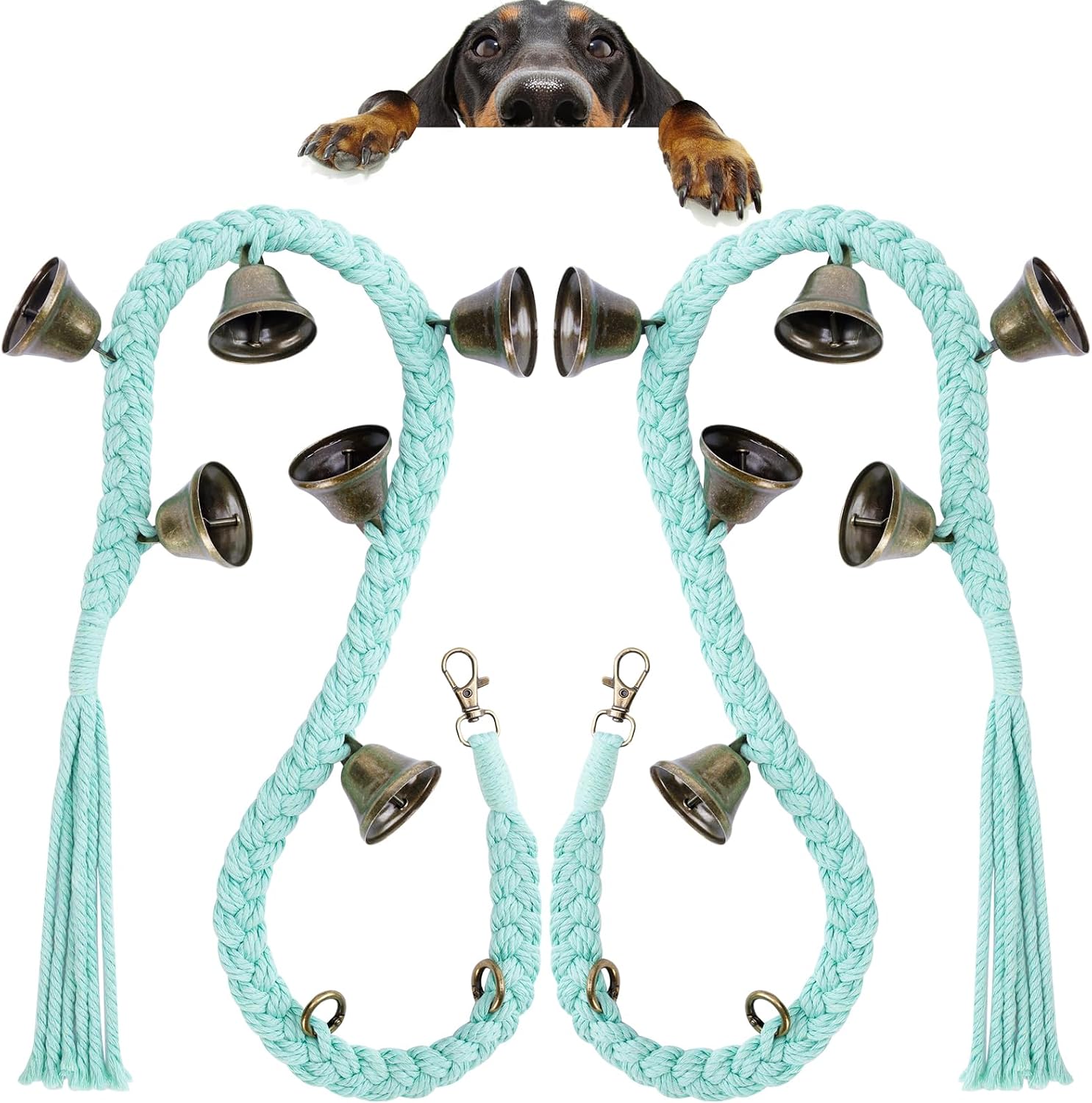 Dog Bell for Door Potty Training, Cotton Handwoven Dog Doorbell with 6 Extra Loud Bells for Dog Training, Adjustable Hanging Door Bell for Small Medium Large Dogs to Ring to Go Outside, Beige - Image 13