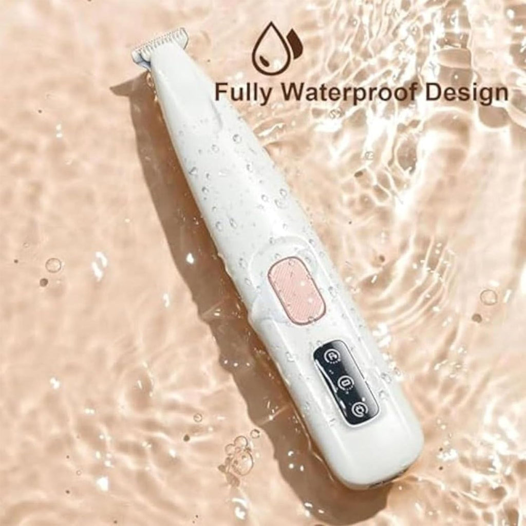 Lobuobi Petior quiet pet hair shaver being used to clean dog paw pads safely.