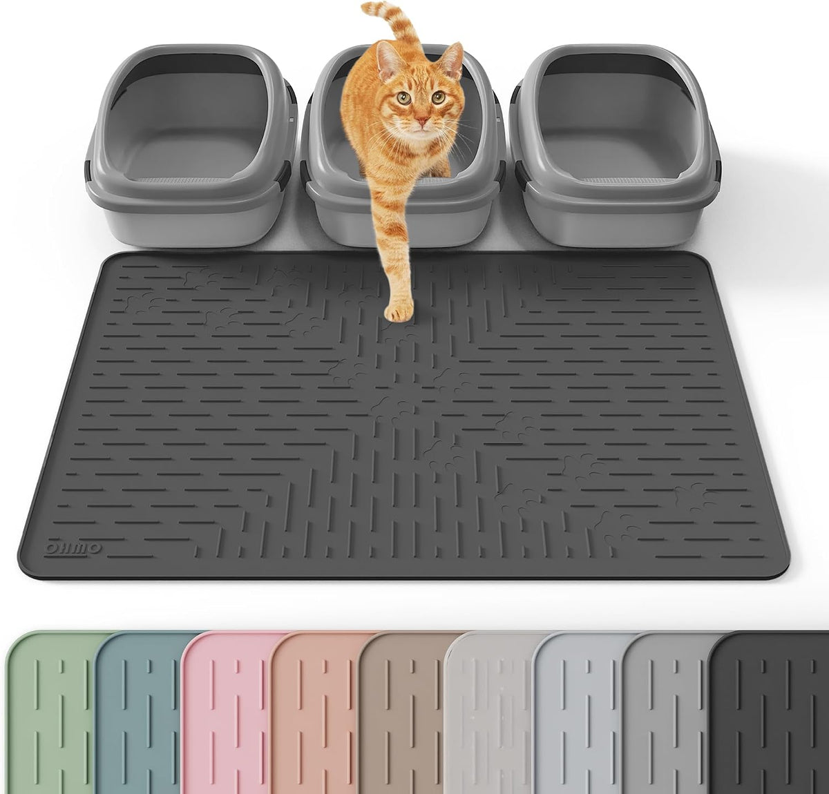 Cat Litter Mat Large Trapping Mat Premium Silicone Rubber 23.5x16" Sage Green, Waterproof and BPA Free Kitty Litter Box Mat, Easy to Clean and Keeps the Floor Tidy - Image 11