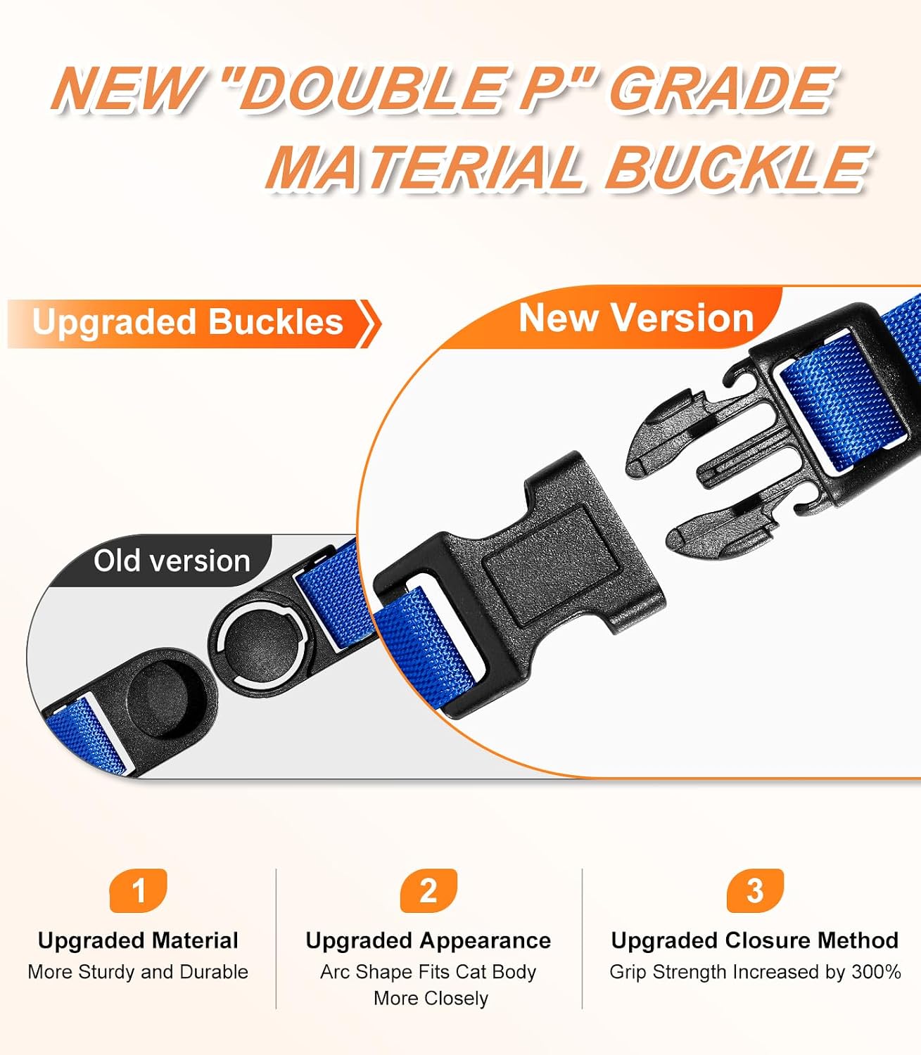 Ergonomic adjustable chest straps on the anti escape cat walking harness.