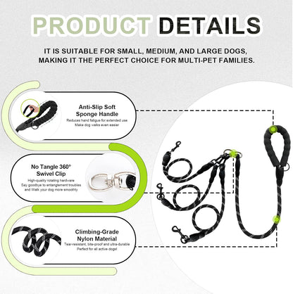 Ergonomic soft sponge padded handle on the main lead rope demonstrating comfortable hand grip design for dog owners.