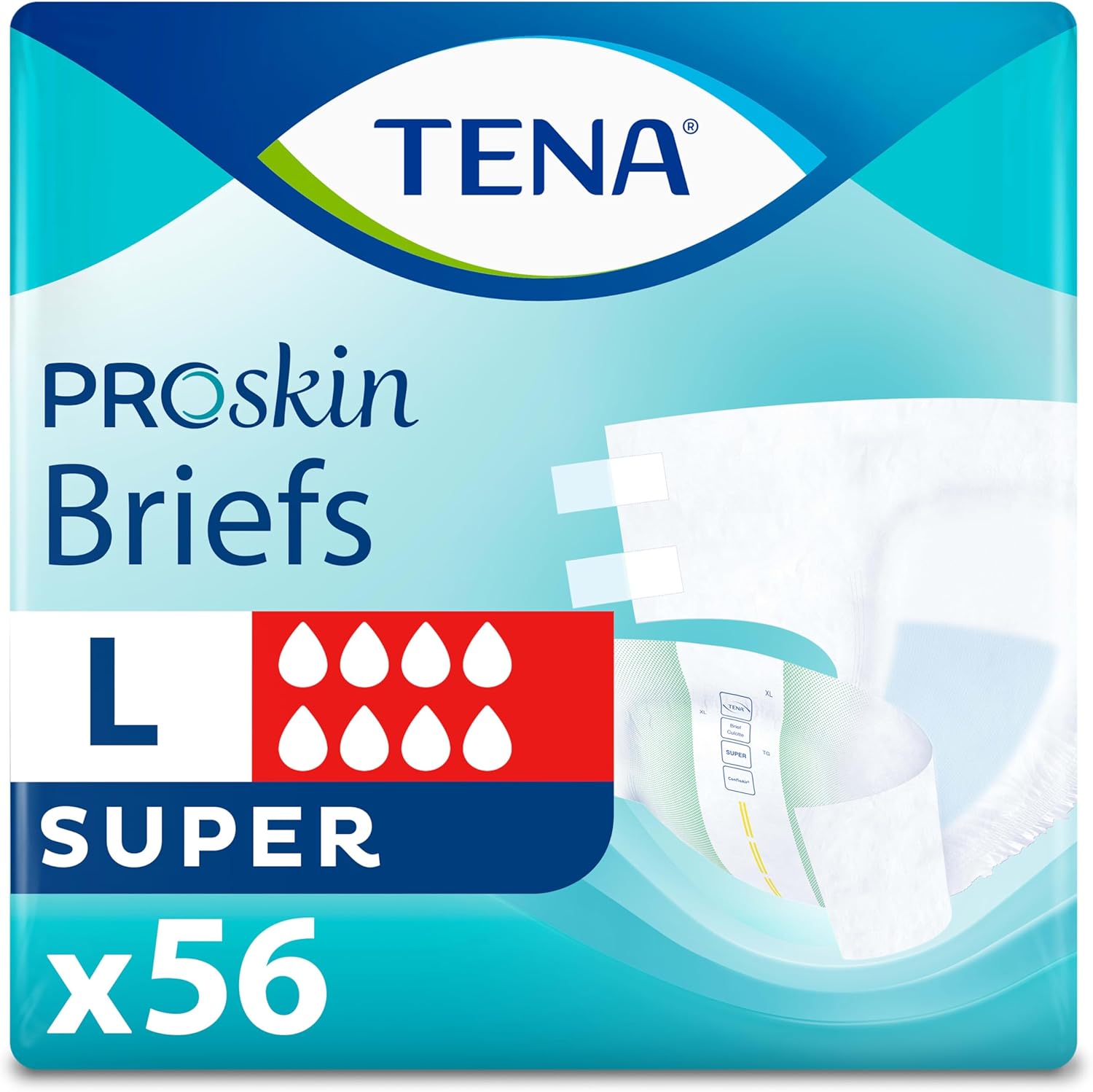 TENA ProSkin Incontinence Adult Diapers front view packaging for maximum absorbency briefs