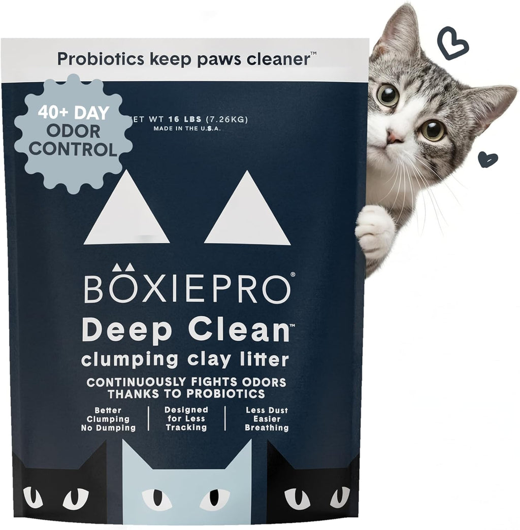 BoxiePro Deep Clean Probiotic Clumping Cat Litter front view bag