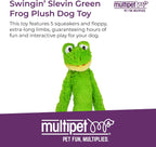 Multipet green frog dog toy showing long arms and legs