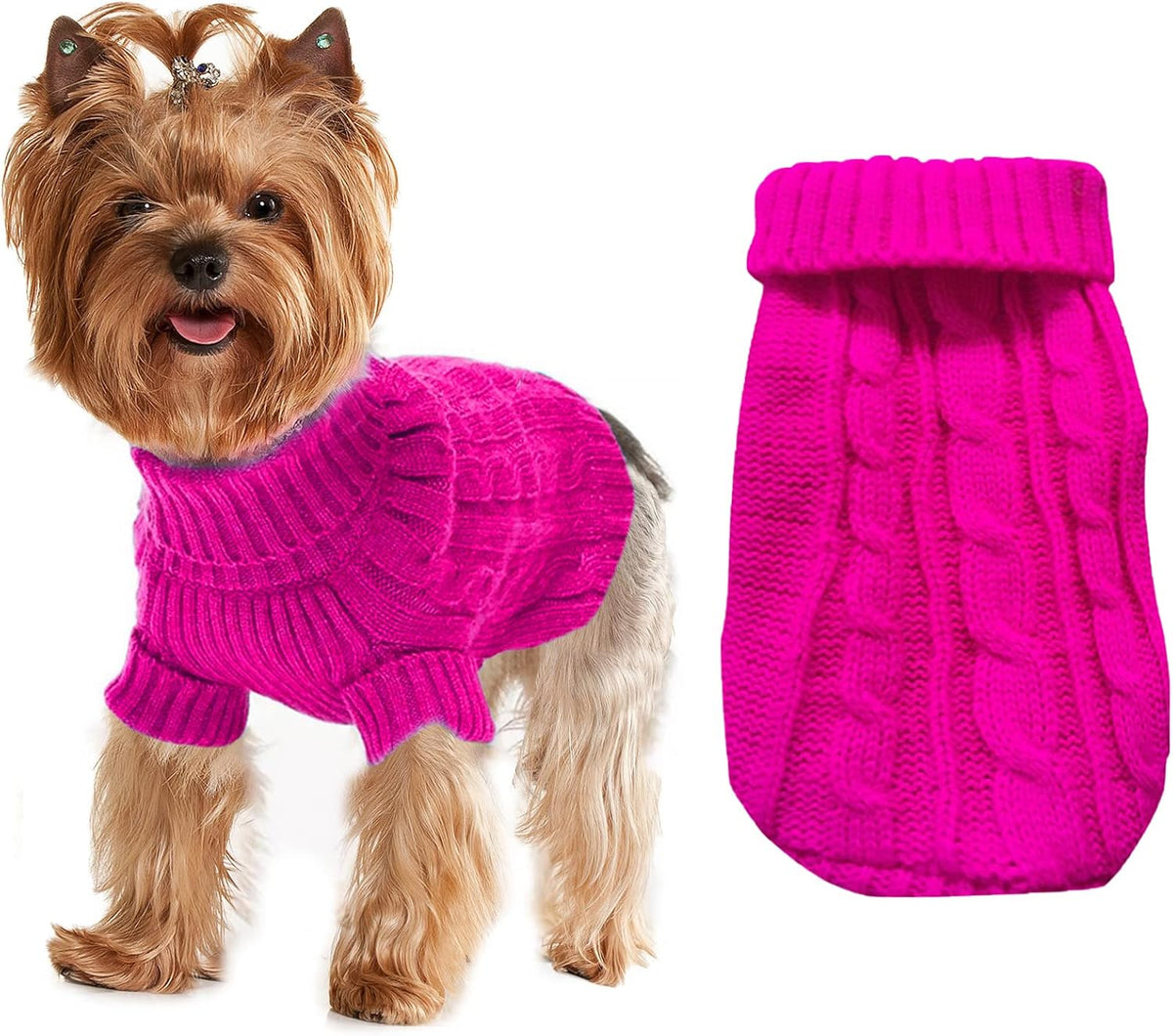 Cozy cyan blue dog sweater for cold weather pet fashion