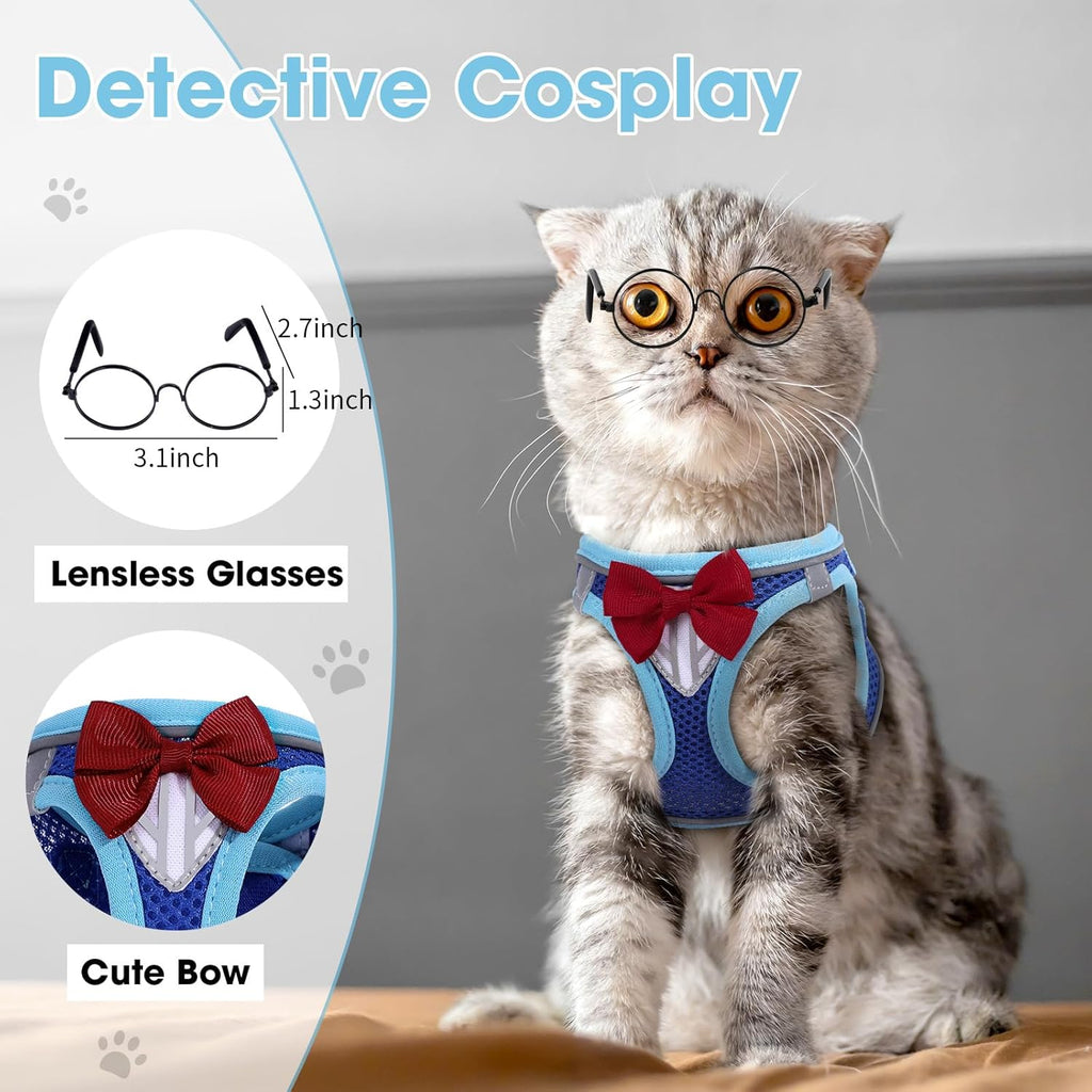 Adjustable breathable mesh kitten harness with reflective safety strips