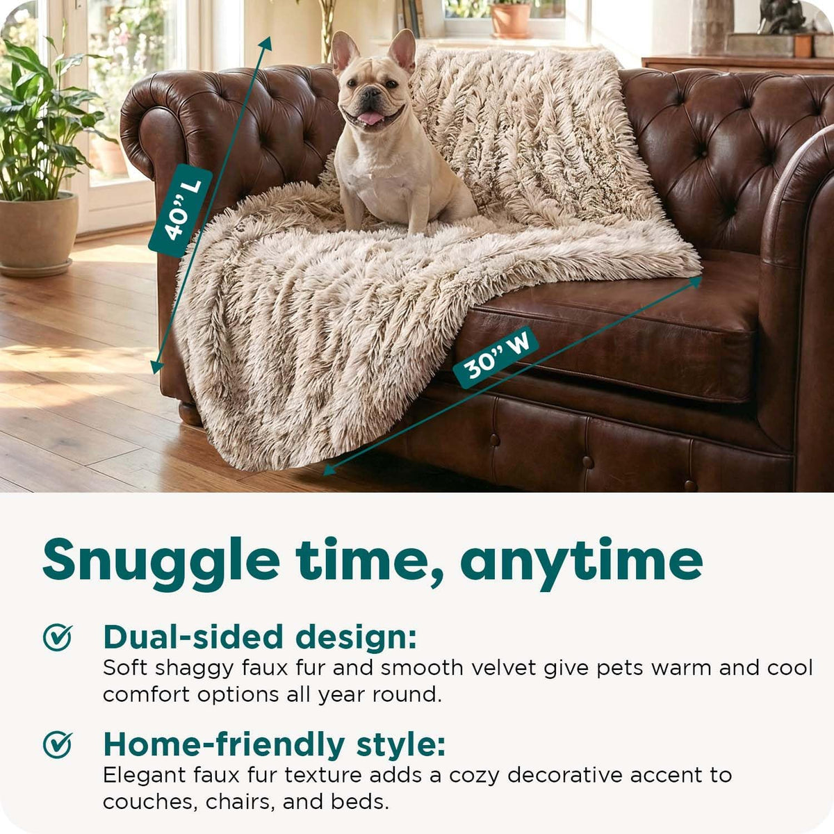 Furhaven reversible cat blanket showing plush long faux fur texture close up