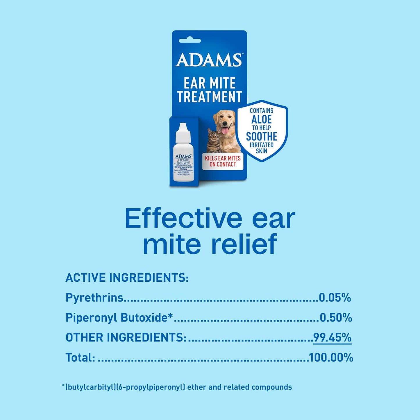 Authentic Adams Ear Mite Treatment product import packaging