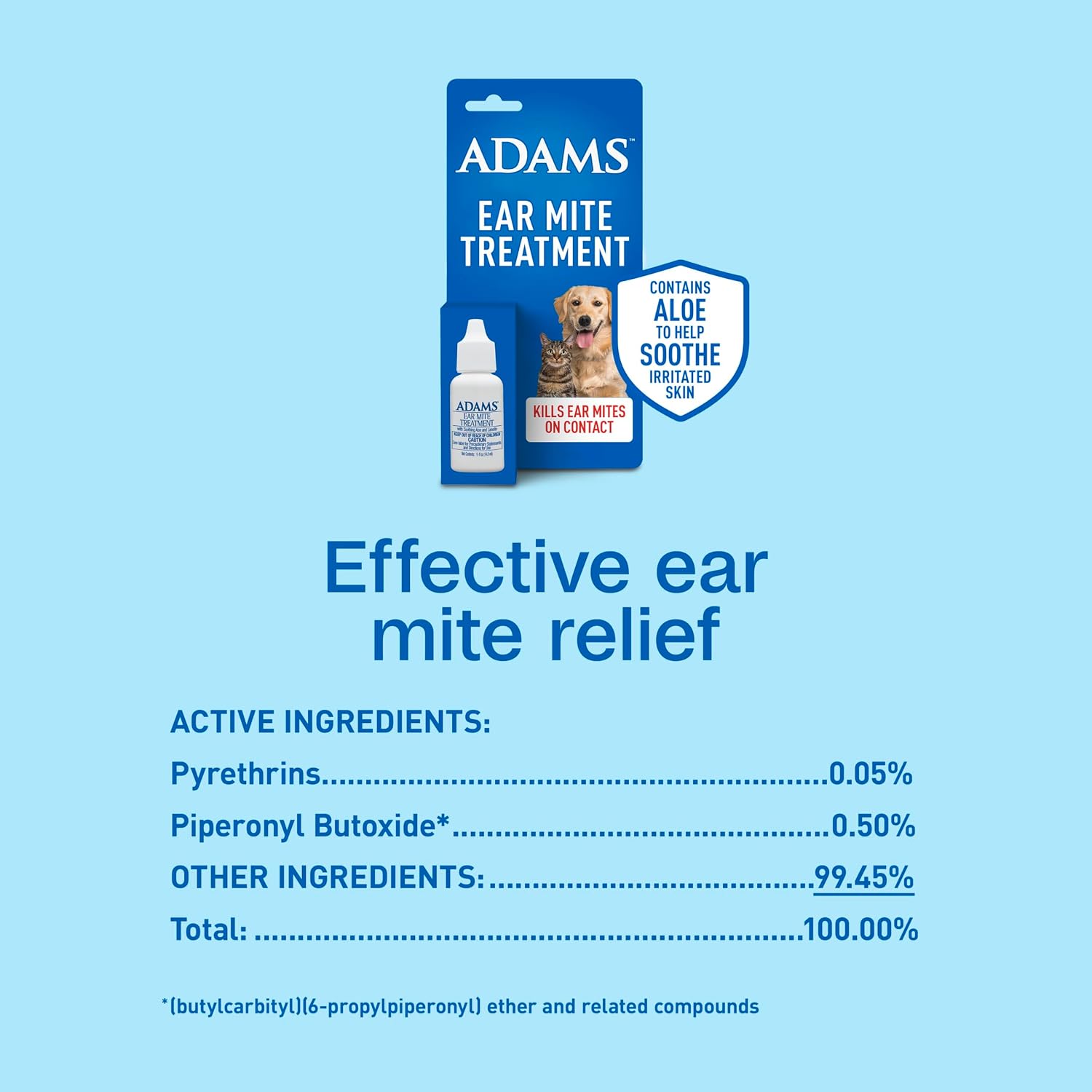 Authentic Adams Ear Mite Treatment product import packaging