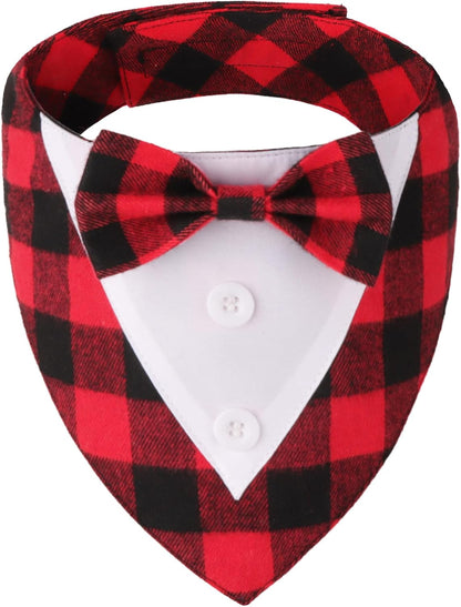 ADOGGYGO Formal Dog Tuxedo, Wedding Dog Bandana Collar with Bowtie, Adjustable Pet Birthday Wedding Tux Outfit for Medium Dogs (M, Black) - Image 15