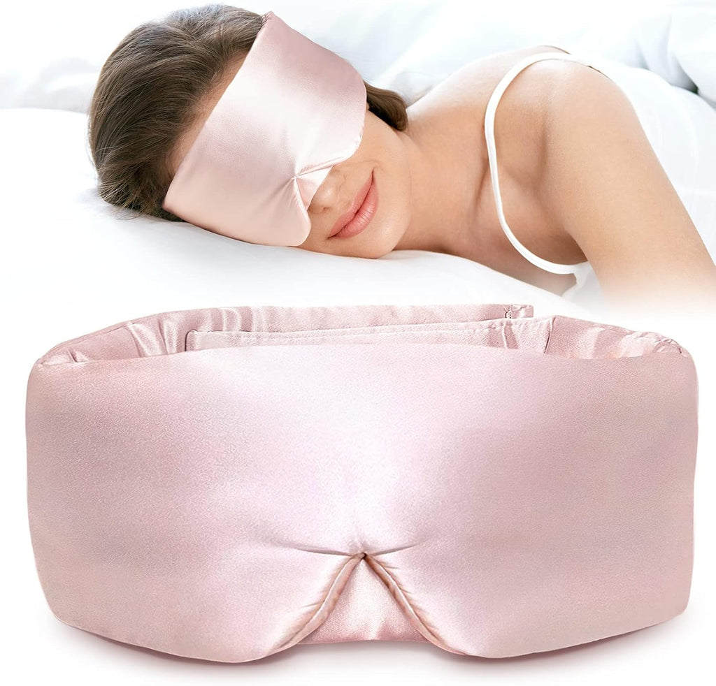 LitBear Silk Sleep Mask front view pink mulberry silk