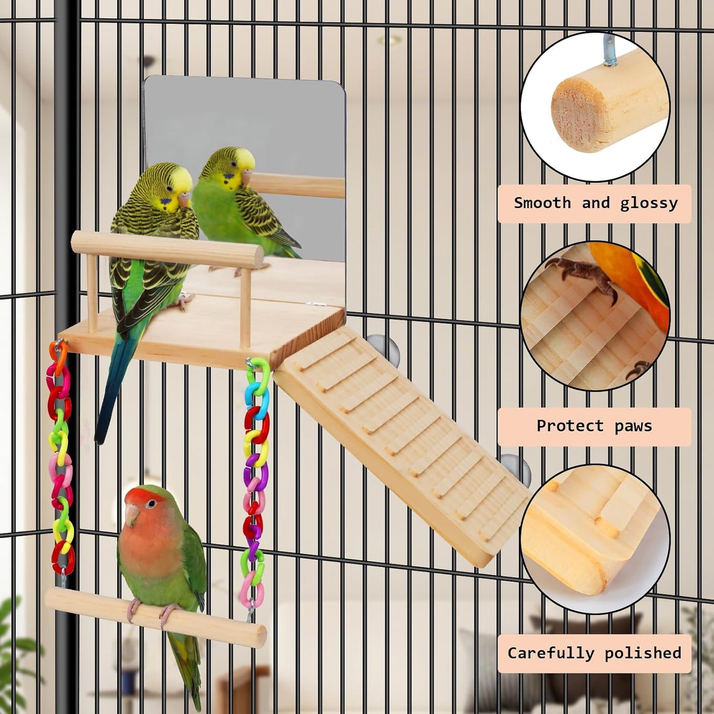 ZooVibe multi-functional exercise gym stand for lovebirds and parakeets.