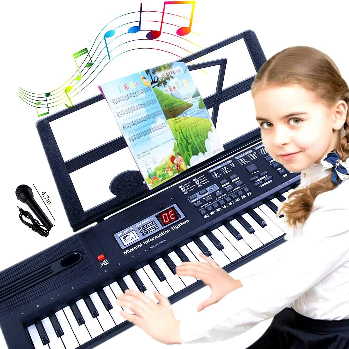 SEMART keyboard digital electric piano front view showing 61 black and white keys