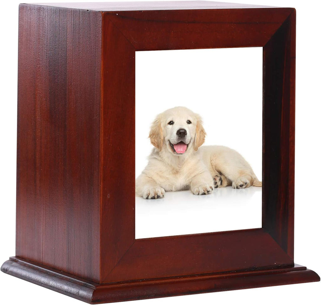 Pet Wood Memorial Urn for Ashes,Photo Frame Keepsake Box for Cats Dogs,Funerary Caskets Supplies Burly Wood Cremation Urns with Acrylic Glass Photo Protector for Pet Lovers - Image 10