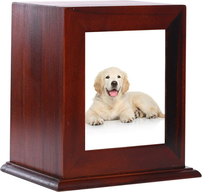 Pet Wood Memorial Urn for Ashes,Photo Frame Keepsake Box for Cats Dogs,Funerary Caskets Supplies Burly Wood Cremation Urns with Acrylic Glass Photo Protector for Pet Lovers - Image 10