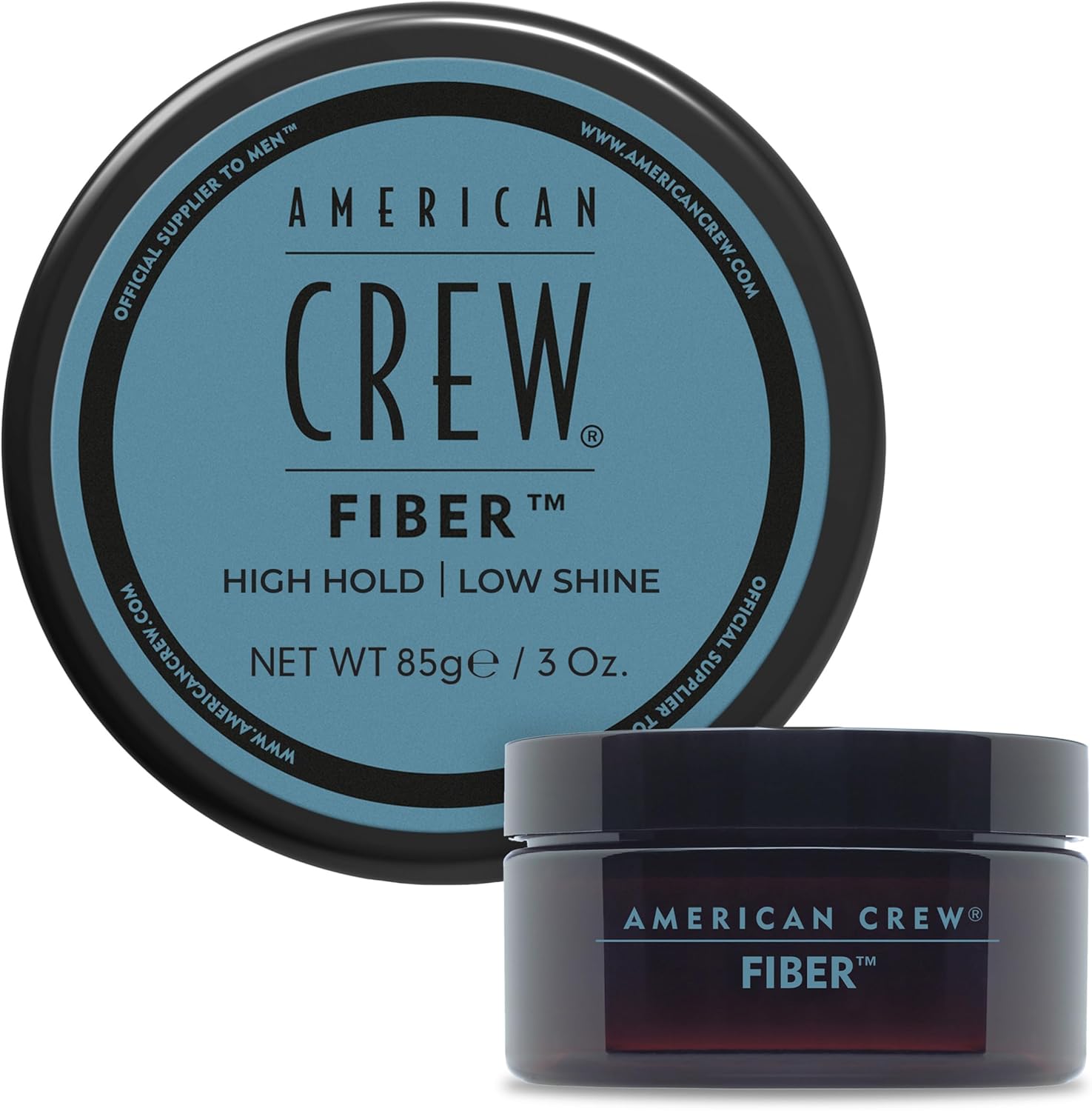 American Crew Hair Fiber front view of three ounce jar for premium men styling