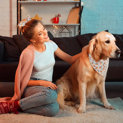 E-Clover Dog Bandanas & Matching Scrunchie Set Cute Flower Dog Scarf Bibs Girl Pet Bandana with Bow Tie for Medium Large Dogs Owner Mom Spring - Image 9