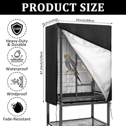 CebraBounze birdcage blackout cover zipper panel open showing interior structure