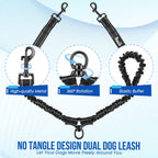 SlowTon dual pet lead showing the included waste bag accessory attached to the metal ring.