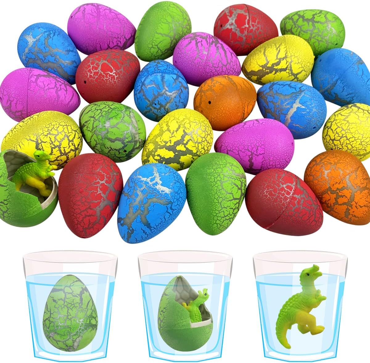 Jofan 24 piece dinosaur hatching eggs front view