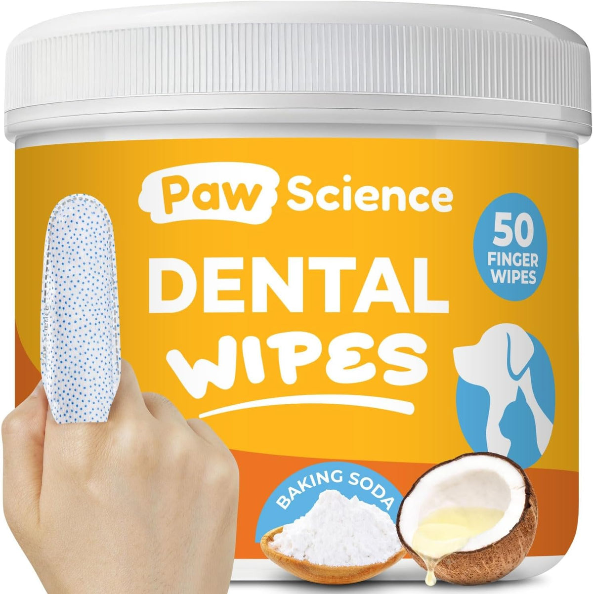 Dog & Cat Teeth Cleaning Wipes - Dental Finger Wipes for Cats & Dogs - Pet Toothbrush & Tooth Brushing Kit - Effective Teeth Cleaner (Unscented) - Image 1