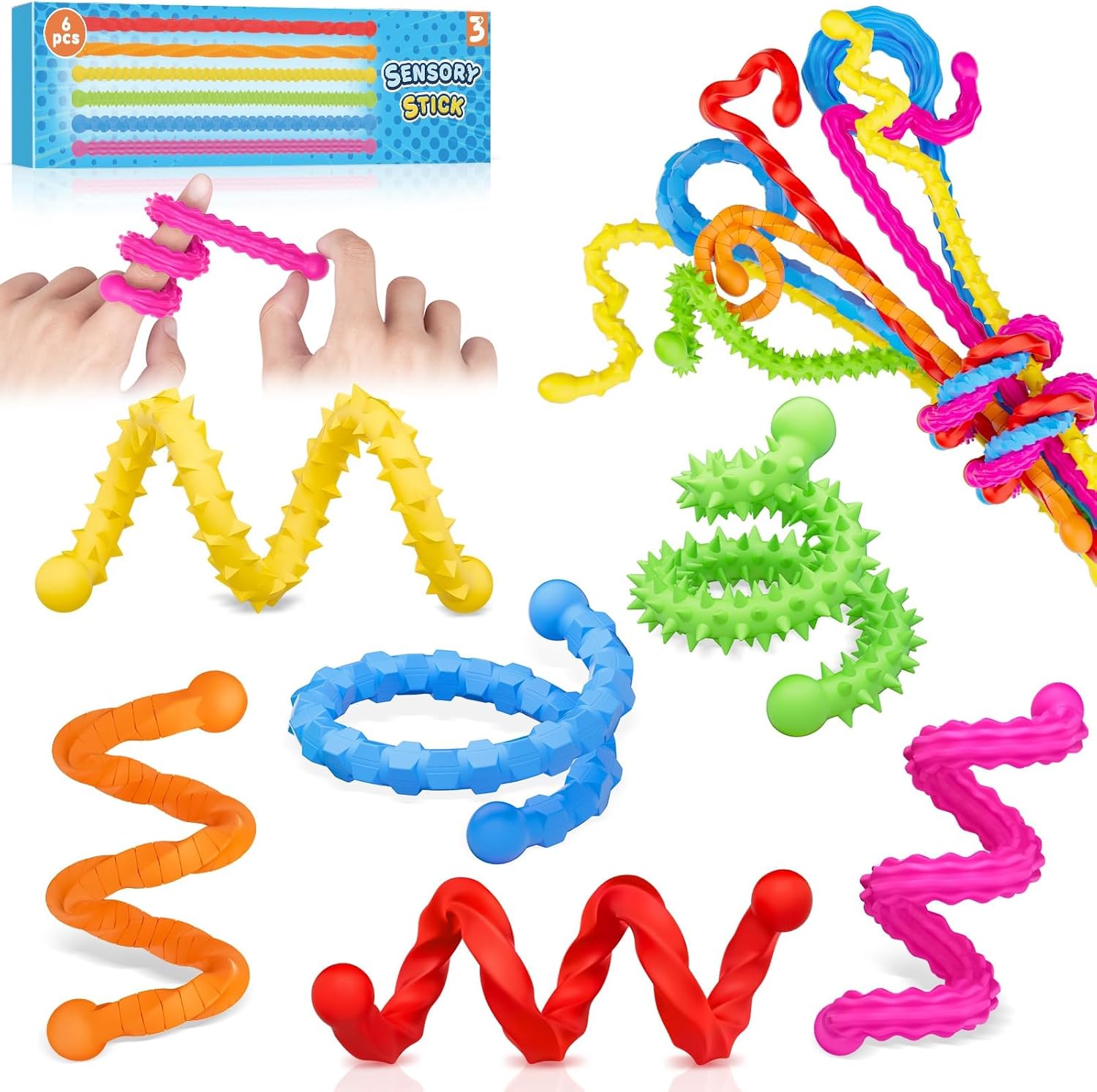 KLT fidget toys bulk sensory sticks front view showing multiple colors