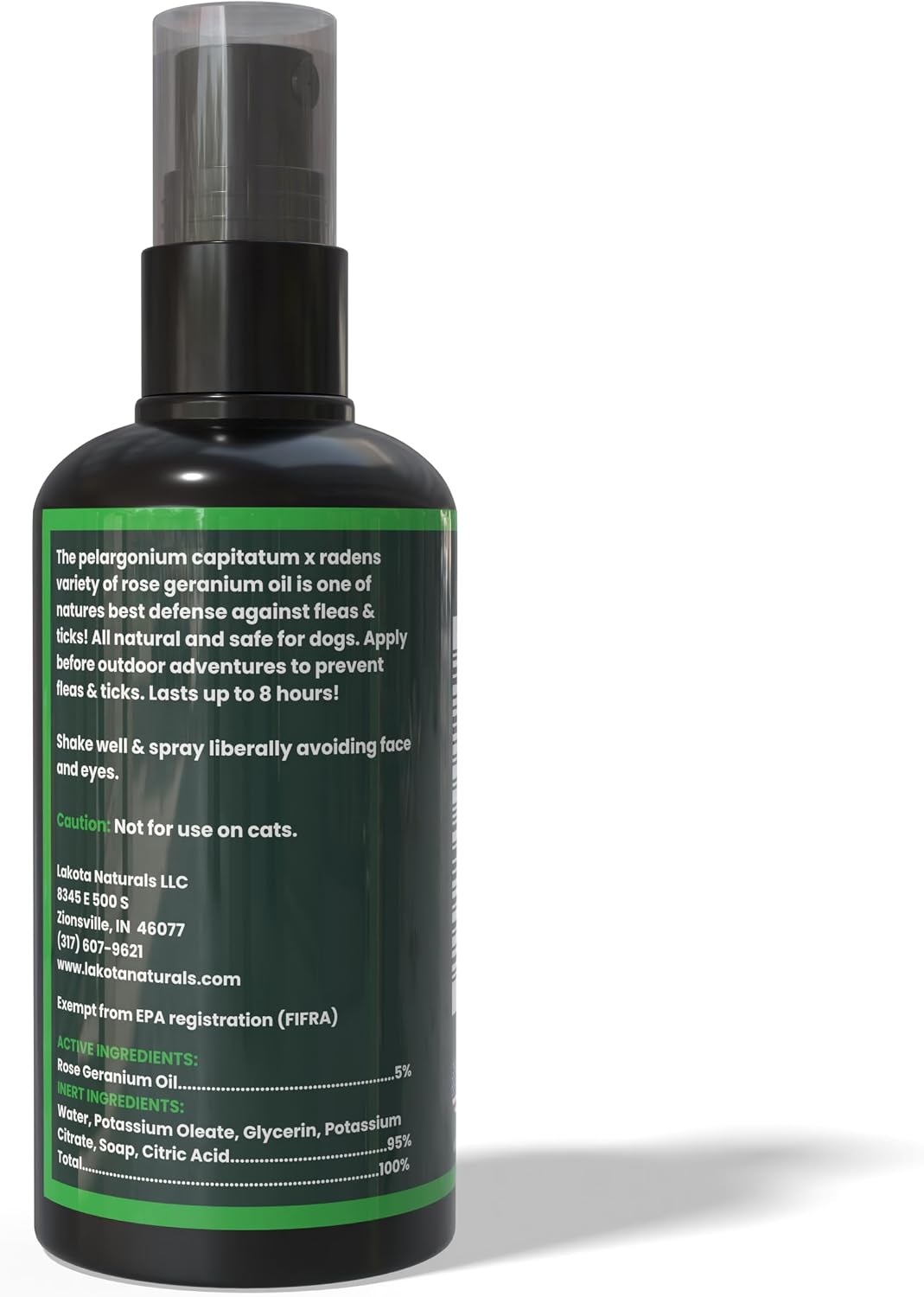 Two fluid ounce Lakota Naturals flea and tick repellent spray for dogs
