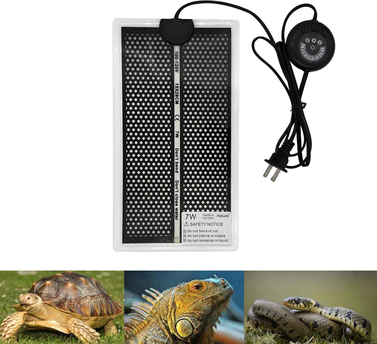 KABASI 7W reptile heating pad with temperature controller front view