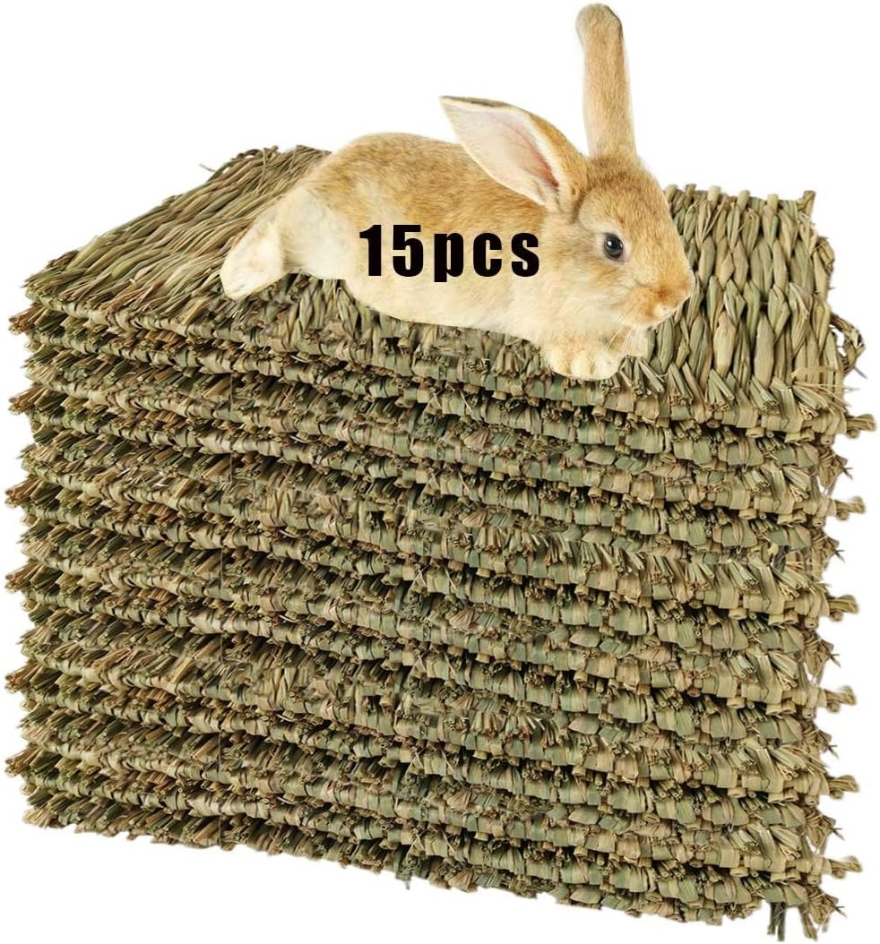 Hamiledyi Grass Mat Woven Bed Mat for Small Animal Bunny Bedding Nest Chew Toy Bed Play Toy for Guinea Pig Parrot Rabbit Hamster Rat(Pack of 3) - Image 11