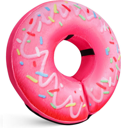 Deflated Katoggy inflatable dog donut collar prepared for compact storage
