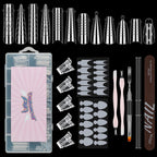 Yingjee Nail Dual Forms Poly Gel Set front view showcasing 144 pieces and packaging.